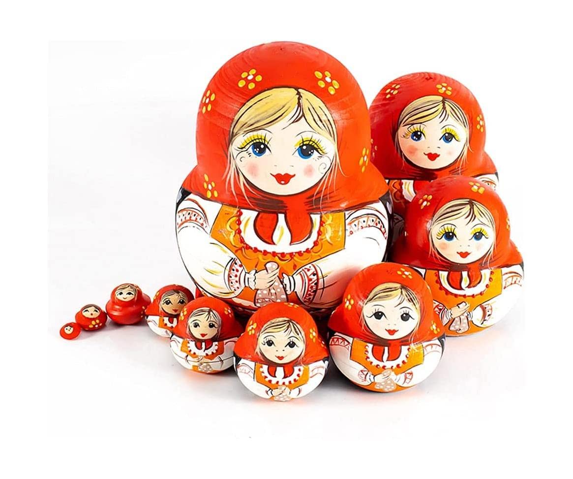 Matrioszka Handgeschilderde Russische Nesting Doll Houten Home Decor Matryoshka Set Babushka Nesting Dolls Set Van 10 Stapelen Geneste Set zabawny prezent
