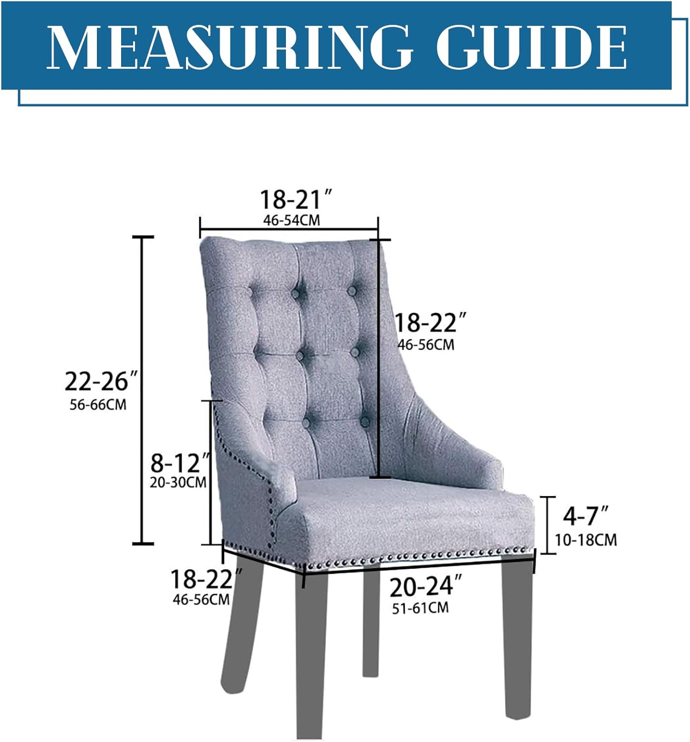 Wingback Side Chair Covers for Dining Chairs, Stretch Dining Chair Covers, Washable Upholstered Arm Chair Cover