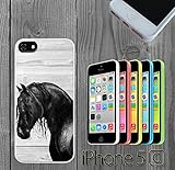 Black Horse on Wood Custom made Case/Cover/skin FOR iPhone 5c -Color - White - Rubber Case ( Ship From CA)