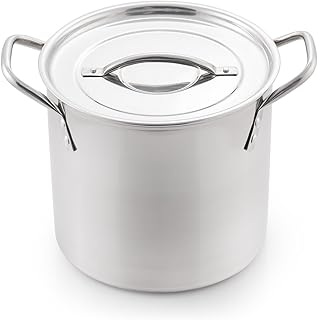 McSunley Medium N Cook Stockpot, 8 Quart, Silver Stainless Steel All Purpose Prep and Canning Bowl