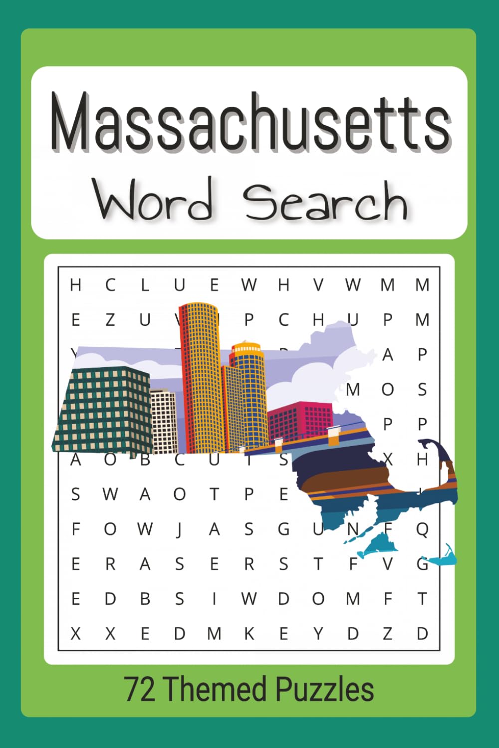 Massachusetts Themed word search puzzle book: Easy to read word find