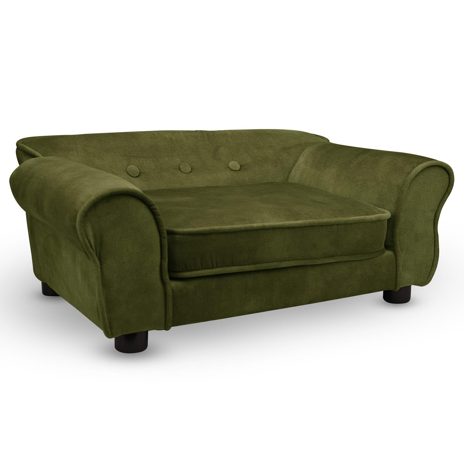 MG Design Sofá para Mascotas en Verde Oliva – Estructura de Madera Estable, Acolchado Suave, fácil de Limpiar, sin Montaje, para Perros y Gatos, Listo para Usar