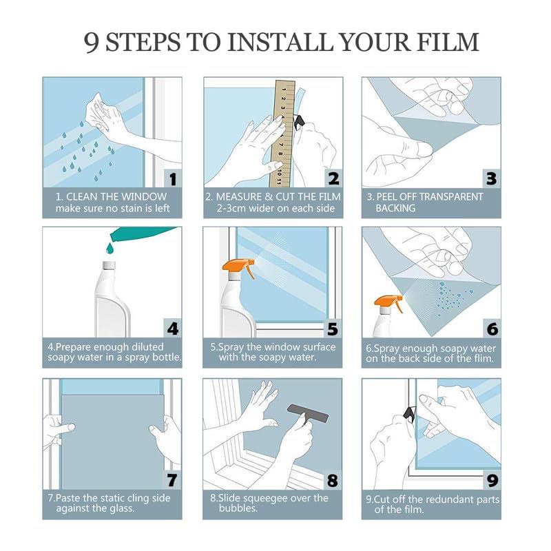 Image of Frosted GlassFilm Window Film Window Sticker Glass stickerFor Privacy, Heat Control UV Blocking for Home, Office & Bathroom (24 Inch X 120 Inch)