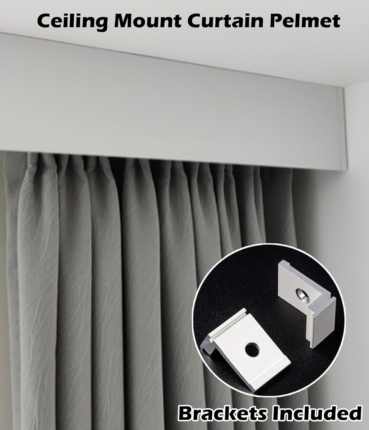 Cuttable Ceiling Curtain Pelmet Box, Decorative Valance for Double Tracks, 4.8m (15.7ft), No Tracks Included, Ideal for Bedroom and Living Room, Stylish Curtain Cover Solution