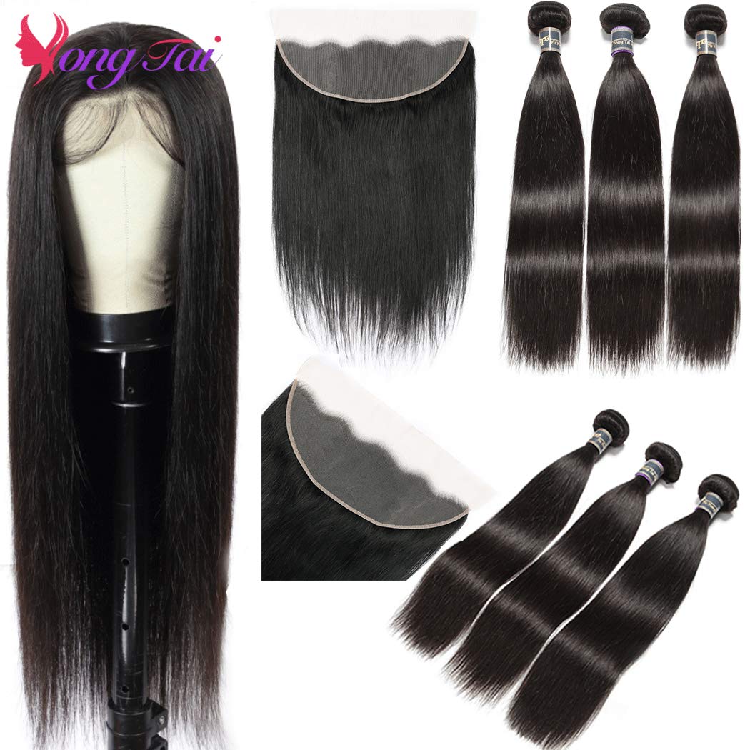 Amazon.com : Malaysian Straight Hair 3 Bundles with Frontal  display picture 3
