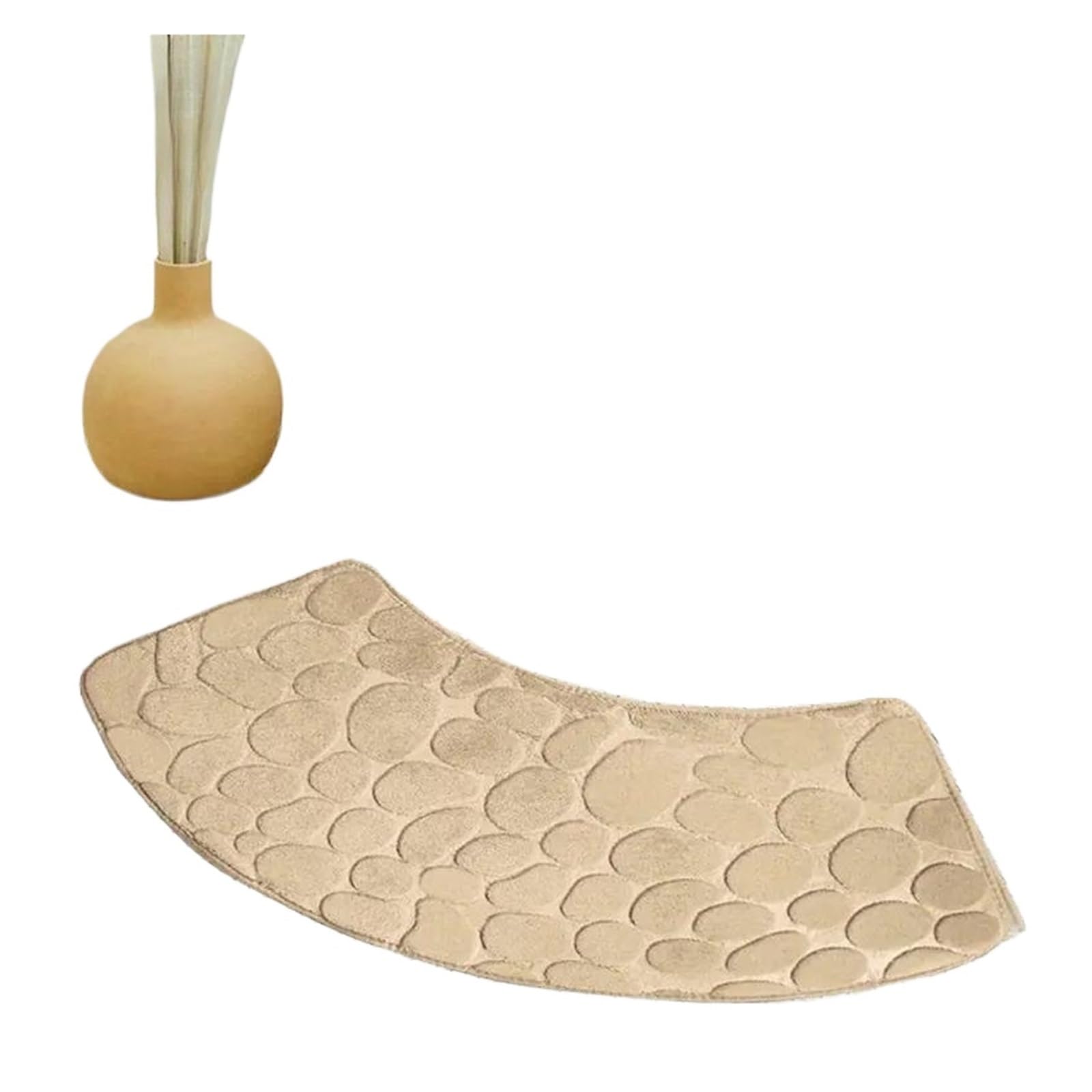 Curved Bath Mat Curved bathroom mat thickened shower room absorbent door toilet non-slip entrance For the bathroom(Apricot)