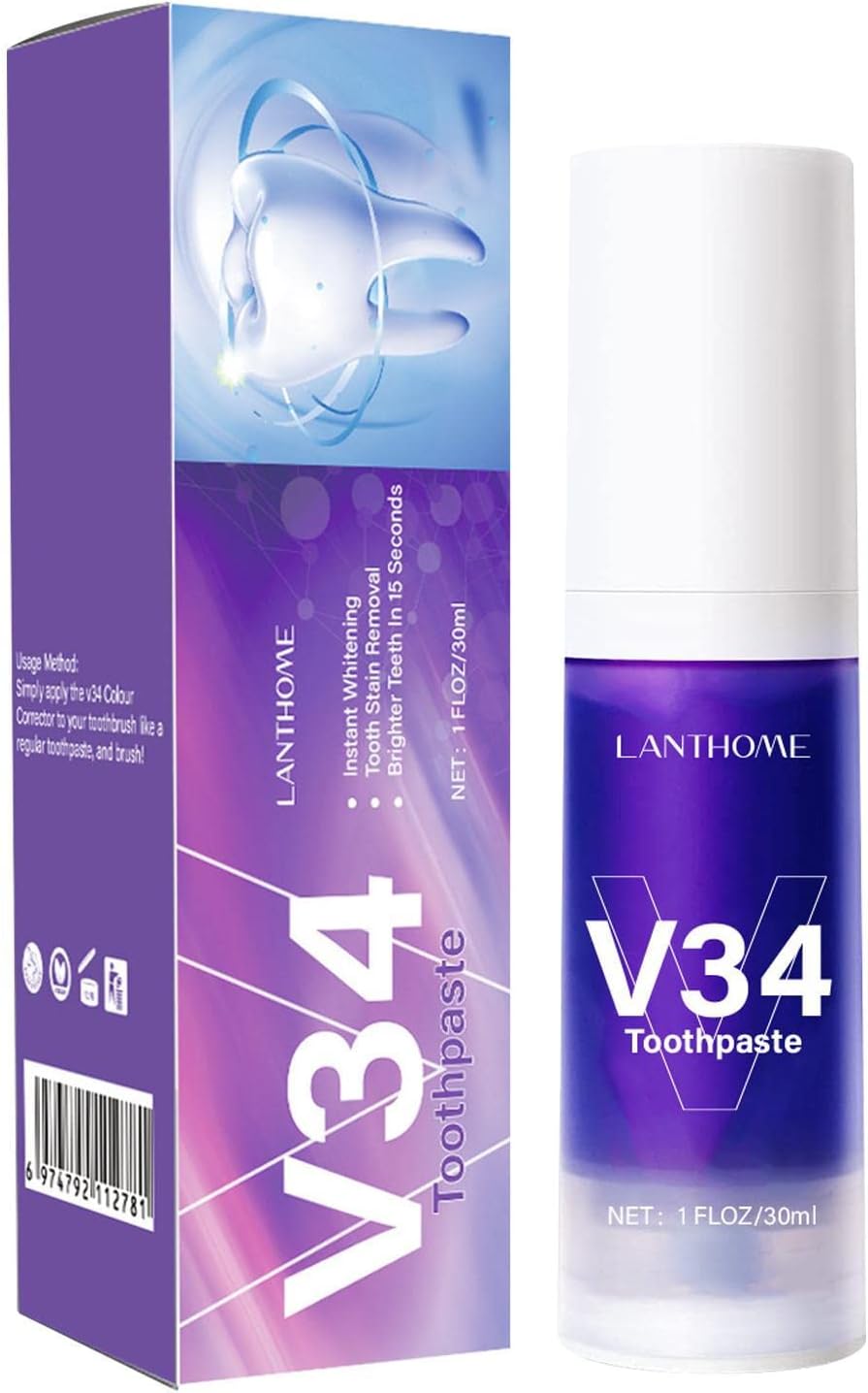 V34 Color Corrector Toothpaste 30ml Purple Teeth Whitening 2 -