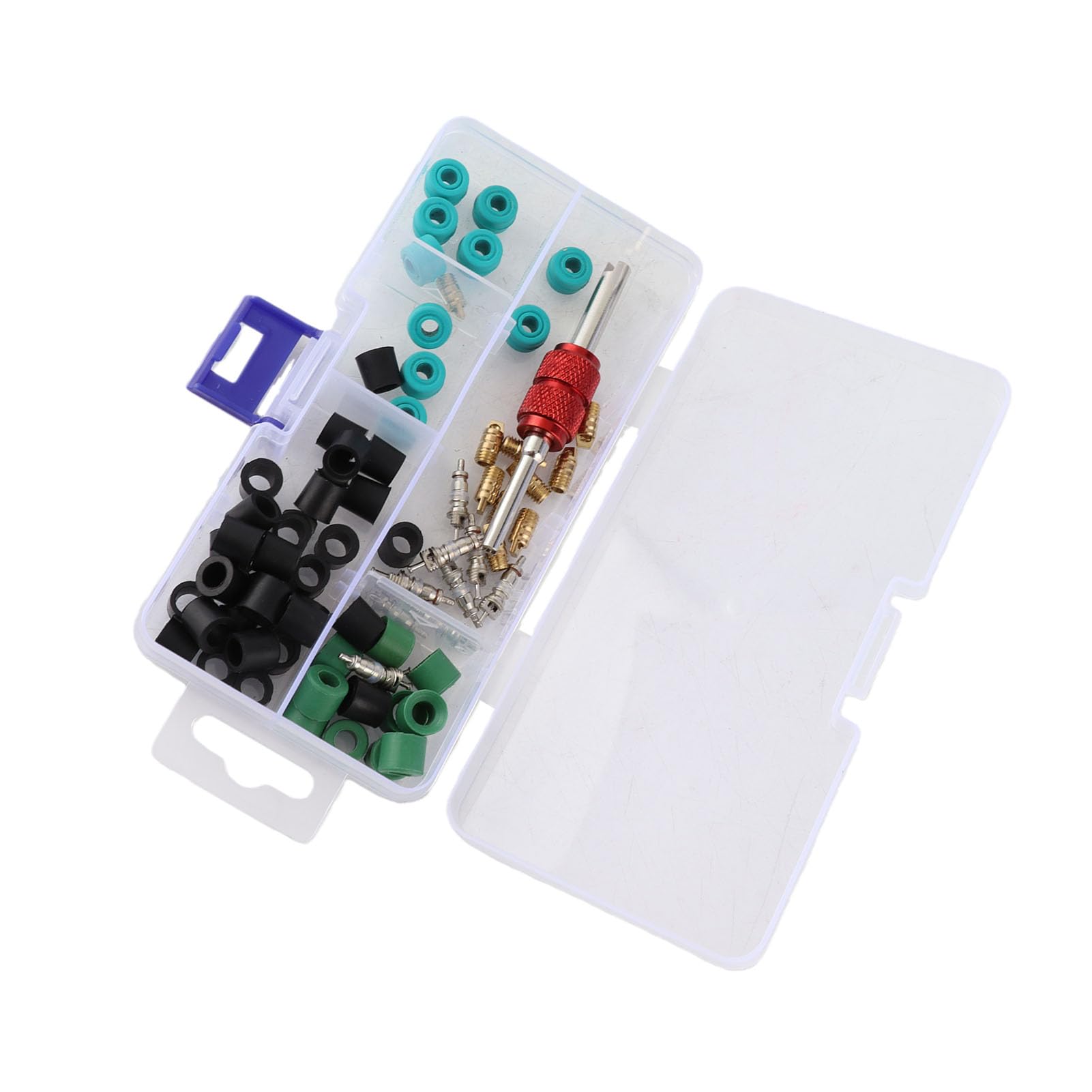 Strumenti Autos Valve Cores+50Pcs Auto'S 71Pcs Kit di Riparazione Aria Condizionata Strumento di Riparazione 10Pcs Valve Cores 50Pcs Guarnizioni per Tubi Flessibili 10Pc Valvole