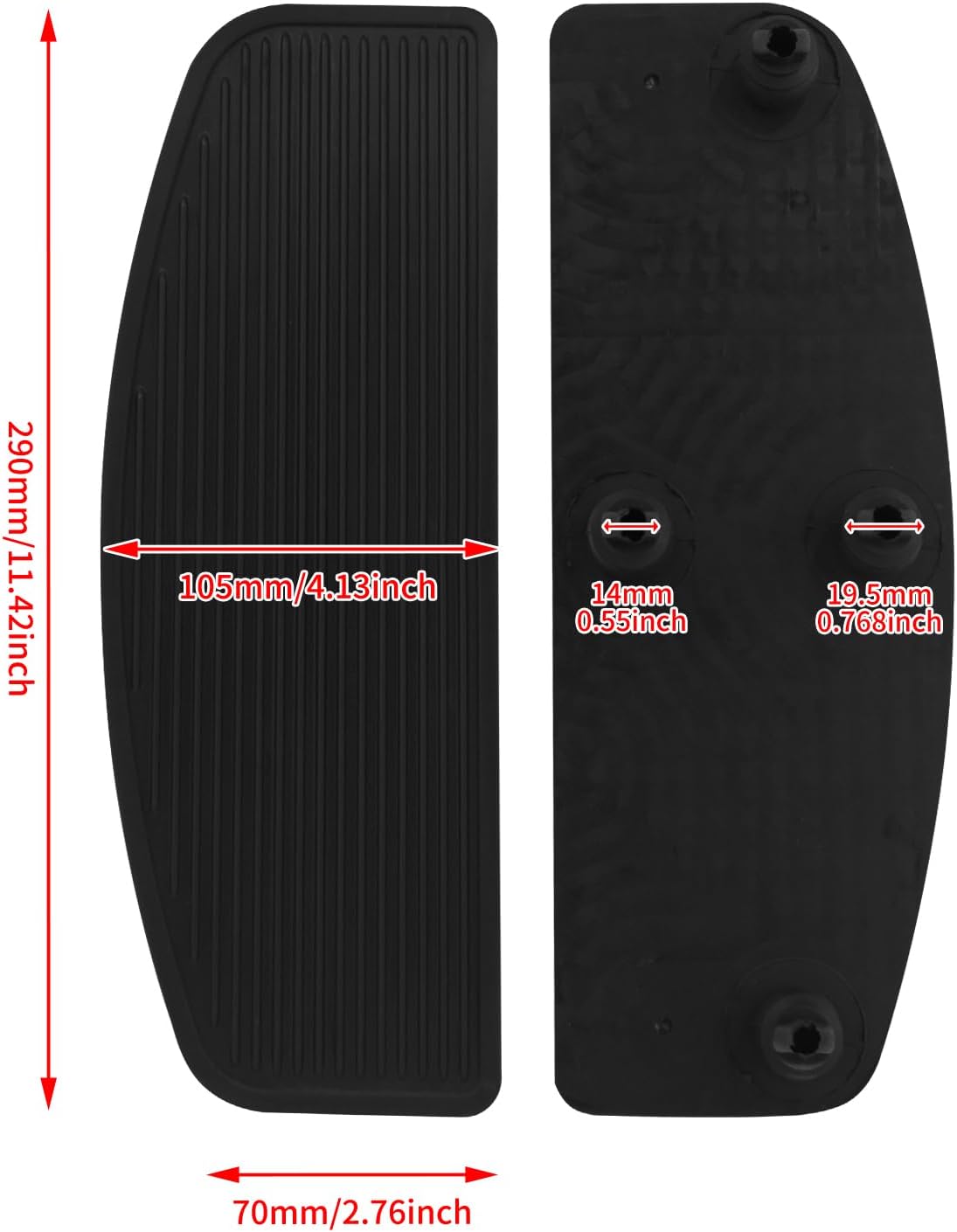 Front Driver Floorboards Rubber Foot Pegs Fit for Harley Road Glide Street Glide Electra Glide 1986–2025 Trike 2008–2025 Softail FL 1986–2017 FLD 2012–2016