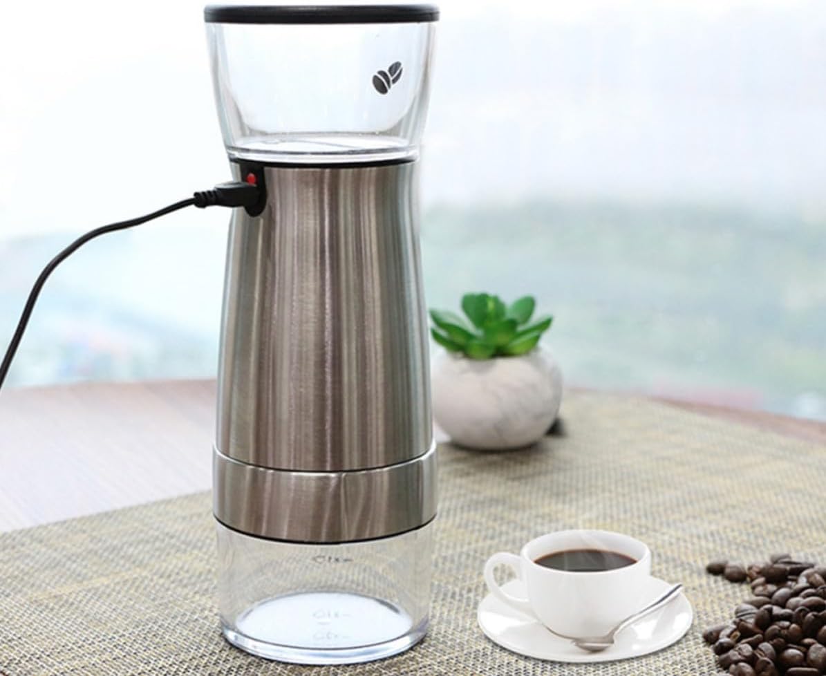 Electric Coffee Grinder Portable Coffee Mill Machine with 1200mah USB Rechargeable Battery, 304 Stainless Steel and Abs Plastic Body, Convenient Cleaning for Home and Office Use