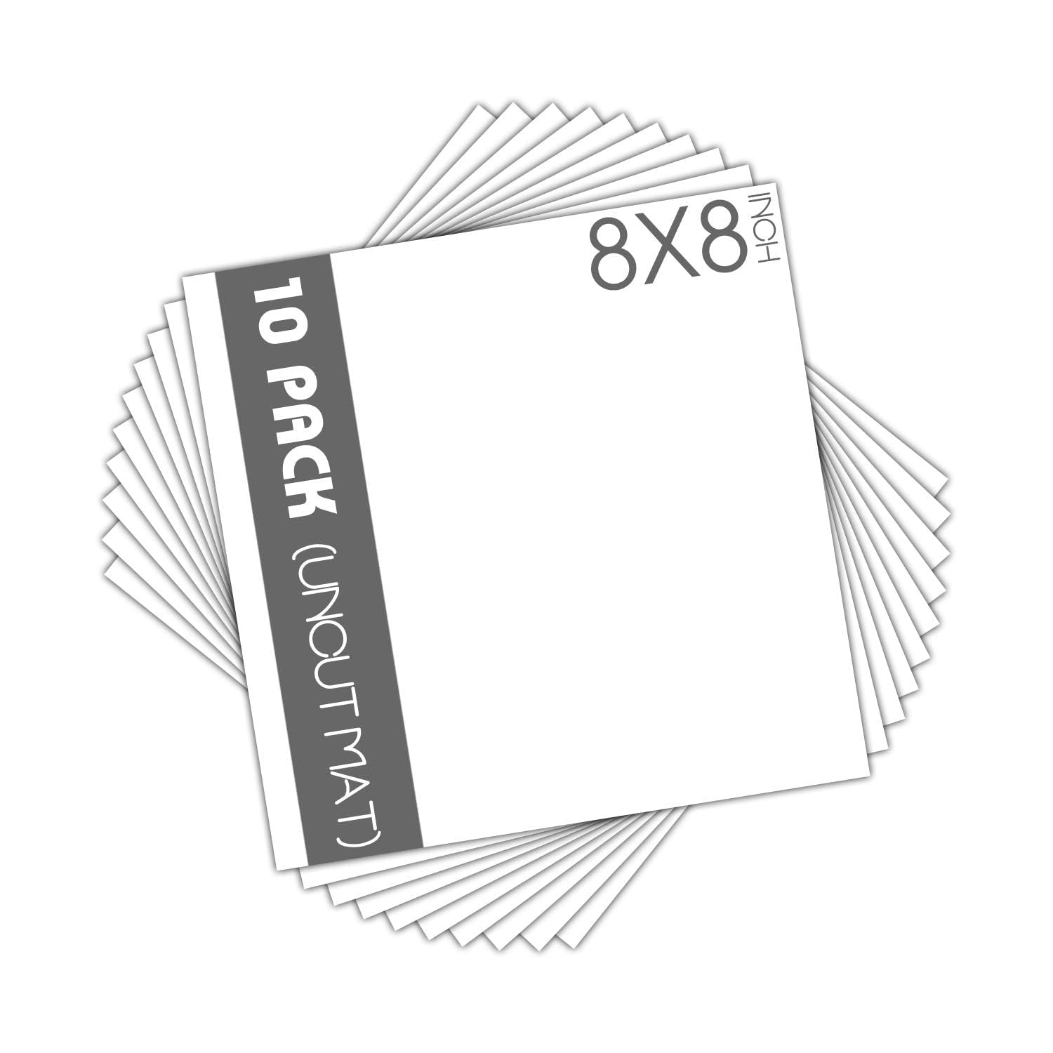 Mat Board Center, Pack of 10 8x8 White Uncut Mat Boards, Acid-Free Backing Matte Boards for Frames, Prints, Photos, Pictures