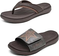 KuaiLu Set of 2 Pairs -Mens Slides Soft Cushion Sport Sandals(Brown US 11.5) Mens Orthotic Sport Flip Flops(Brown US 11.5)