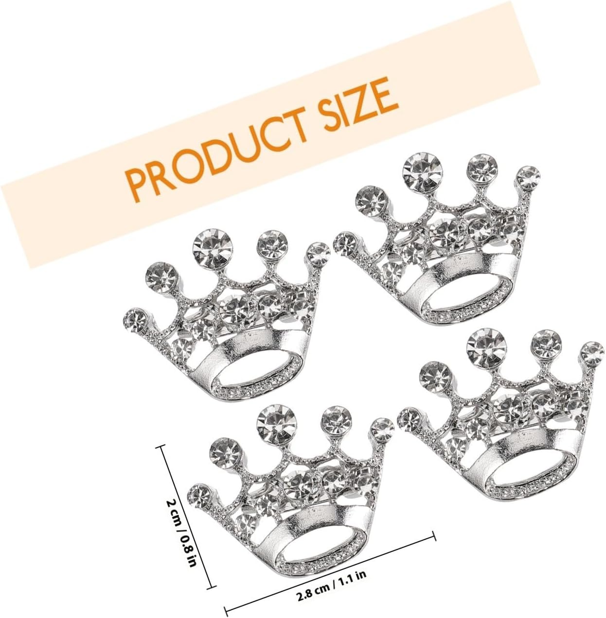 12pcs Metallic Tiara-shaped Brooch Pins with Crystal Alloy Decoration image 2