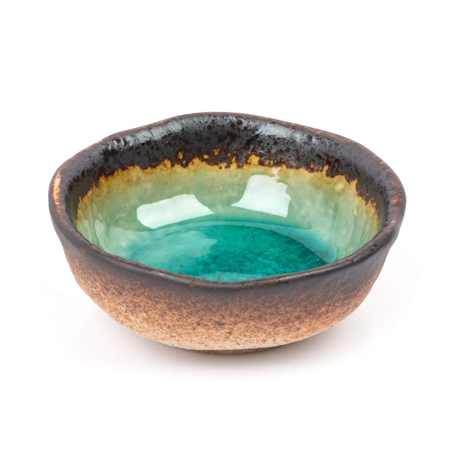 Round Turquoise Crackleglaze Made in Japan Sauce Dish