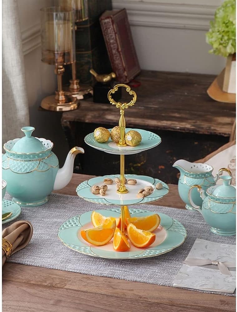 Round 2-Tiered Food Presentation Stand Cake Dessert Fruit Stand for Afternoon Tea Fruit Wedding Party Buffet (Size : B) ()
