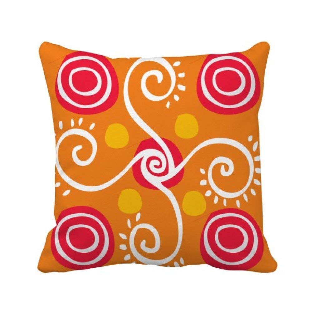 Housse de coussin carrée plantes oranges et totems mexicains pour canapé