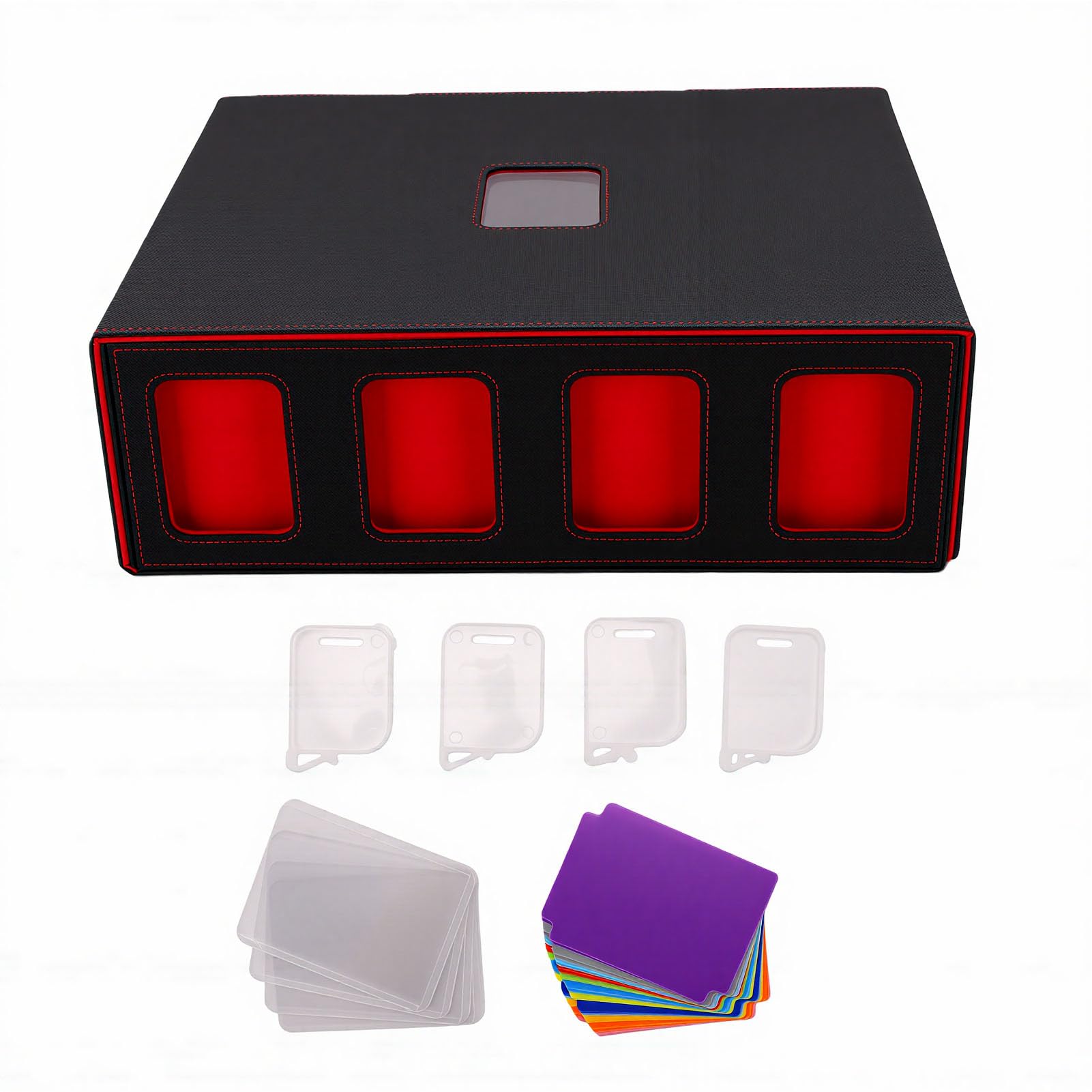 Qcwwy Caja de Almacenamiento para Tarjetas Coleccionables, Soporte para Baraja de 4 Filas de Cuero PU, Capacidad sin Mangas 3200 Plus, Forro de Franela con Cierre Magnético, para Colección de (#1)
