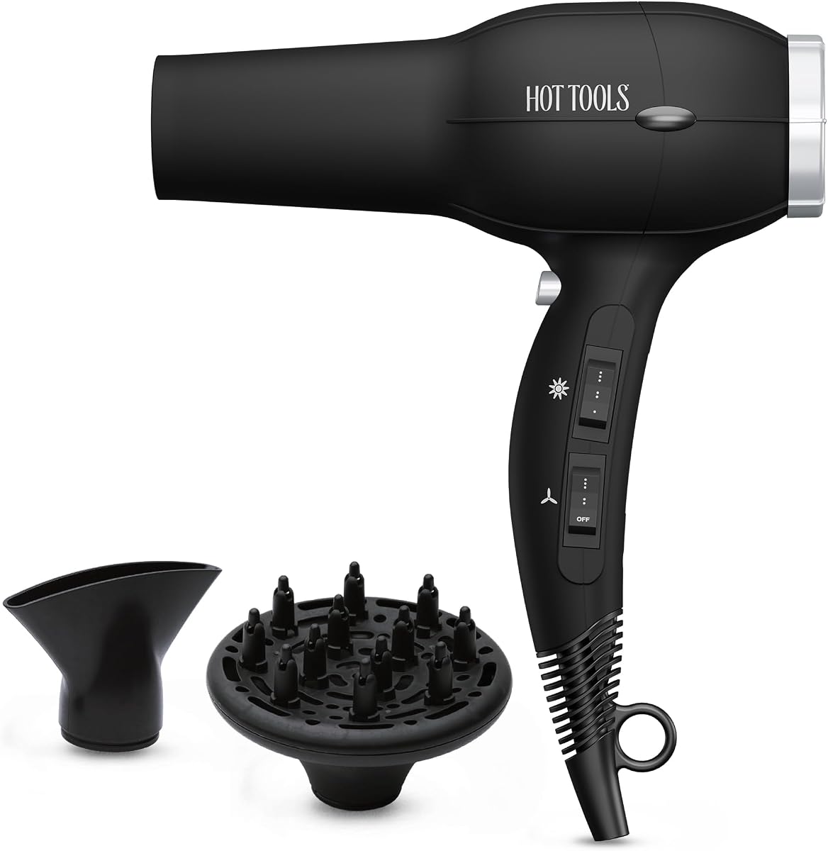 Pro Artist 1875 Watt Turbo Ionic Salon Hair Dryer, Black | High Airflow for Fast Drying, Lightweight Design, Frizz Control, Diffuser, Concentrator, Multiple Heat Settings, Cool Shot