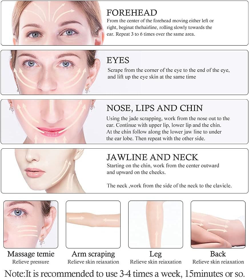 Aventurine Gua Sha Scraping Massage Tools, Rose Quartz Facial Beauty Tools for SPA Acupuncture Therapy Trigger Point Treatment (White Single-Gua sha Board) : Health & Household