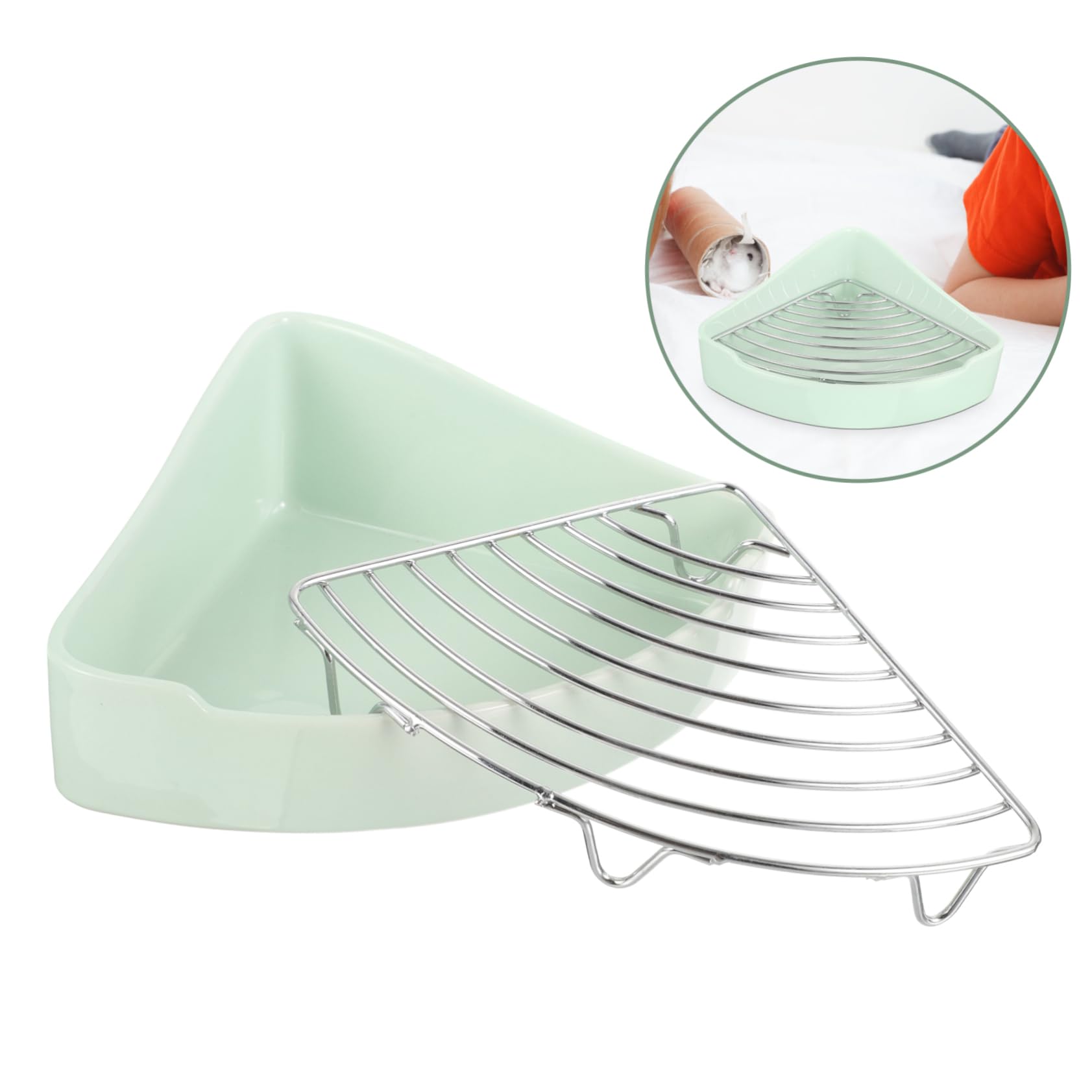Garneck Toilette per Coniglietto in Ceramica Triangolare Antiruggine e Antimacchia, Lettiera per Cavie e Criceti Piccoli Animali, Adatta per Bagno o Ufficio