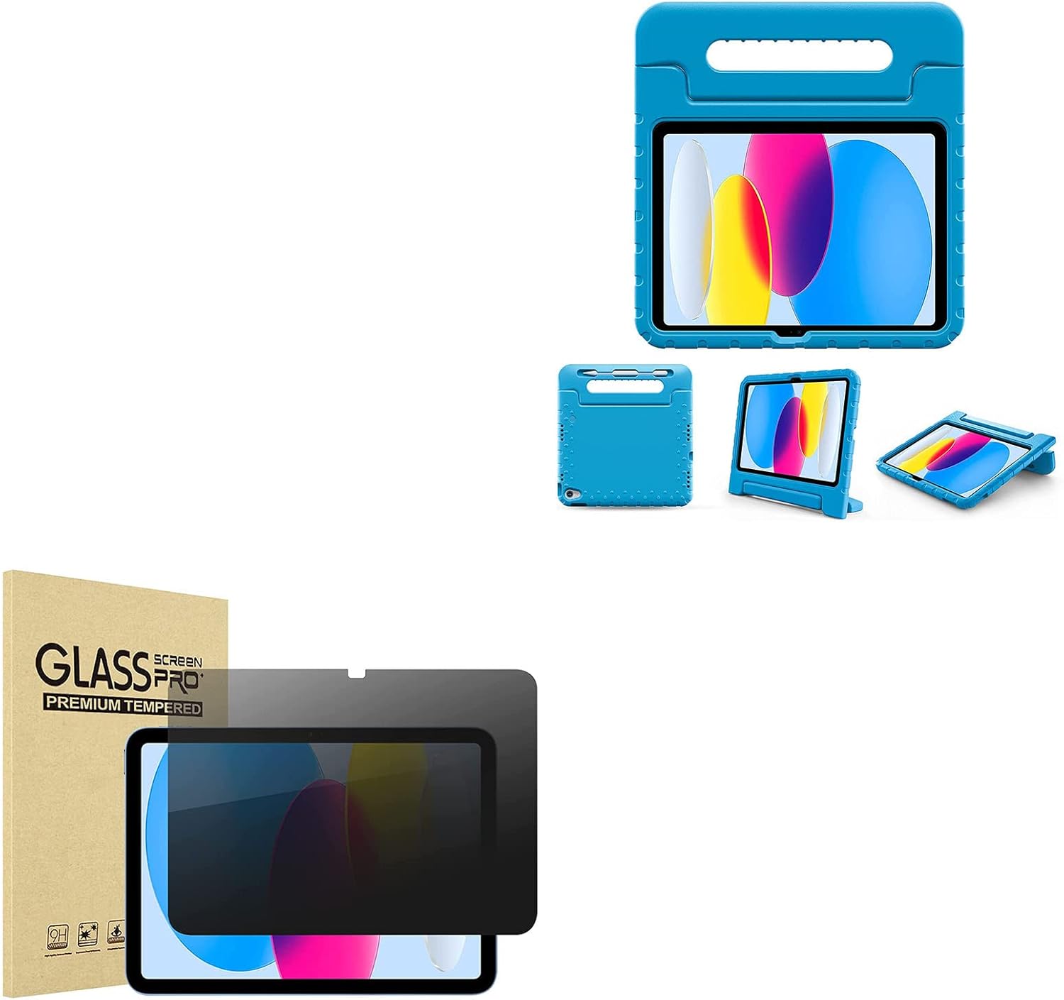 ProCase iPad 10th Generation Case for Kids with Pencil Holder Bundles with ProCase for iPad 10th Generation 10.9 2022, 360 Degree 4-Way Privacy Screen Protector