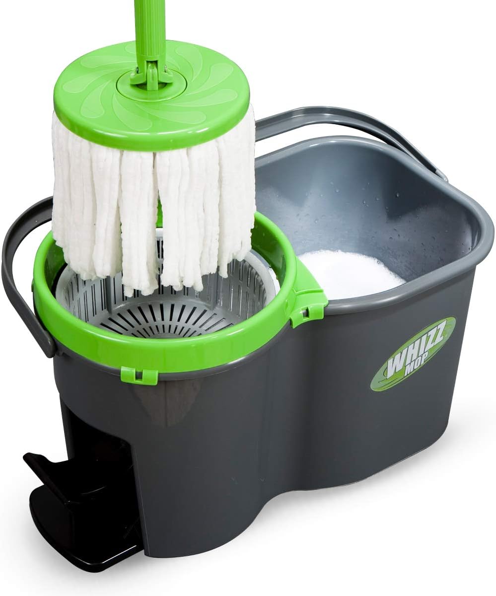 JML Whizz Mop Microfibre 360 - Microfibre spinning mop with a 600 RPM wringing bucket