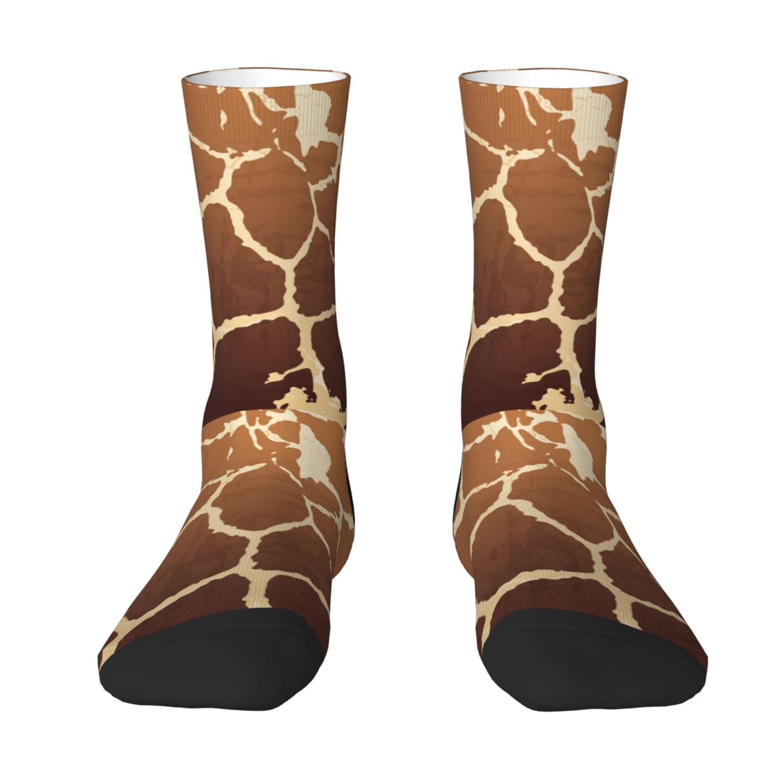 Yofien Unisex 2 Black-2 Giraffe Print,Men's Moisture Wicking Breathable Cusioned Crew Socks For Women