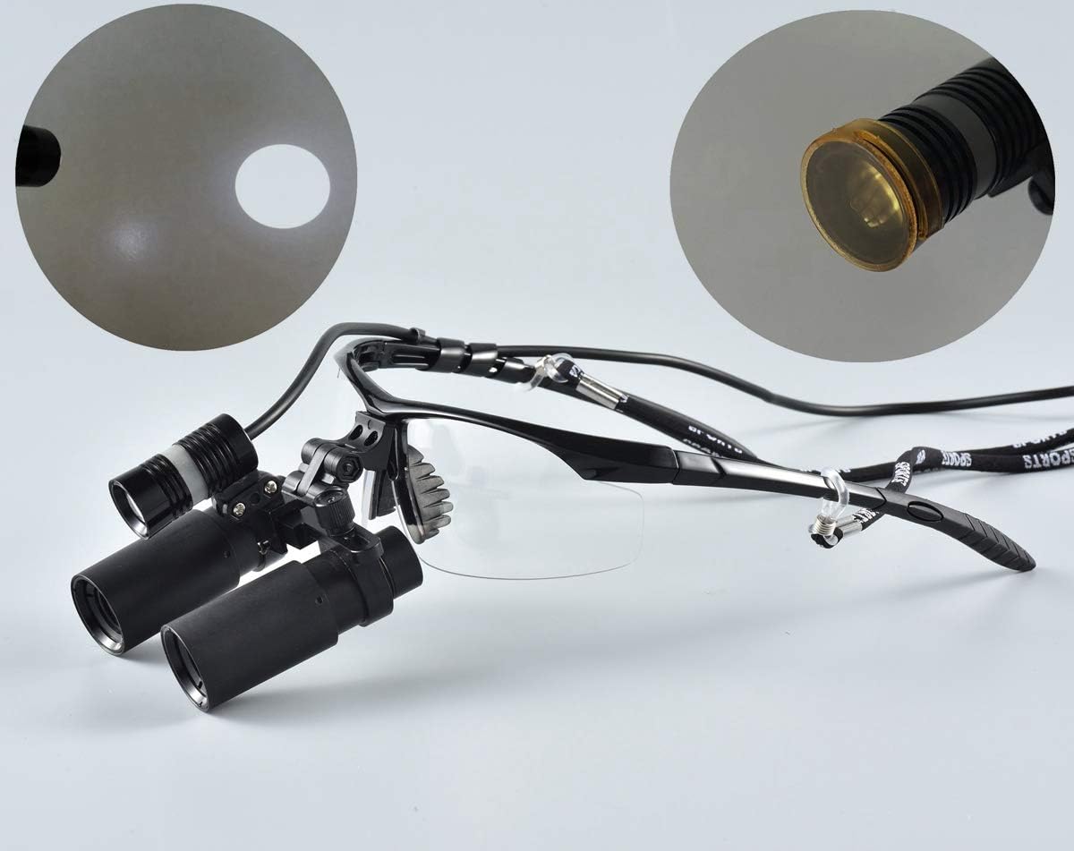 5X 6X Optional Binocular Medical Surgical Dental Loupes with Led Headlight for Dentistry Surgery Others (Working Distance: S (340mm), Magnification:6X)
