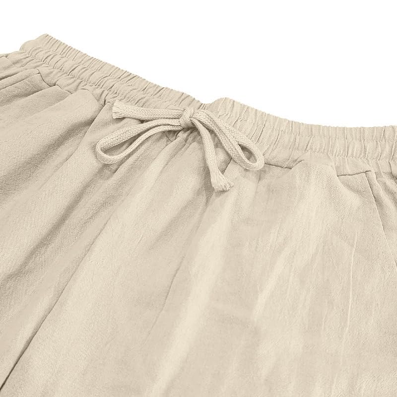 Men's Linen Cotton Pants Loose Fit Coconut Tree Printed Casual Pants Lightweight Elastic Waist Beach Trousers4