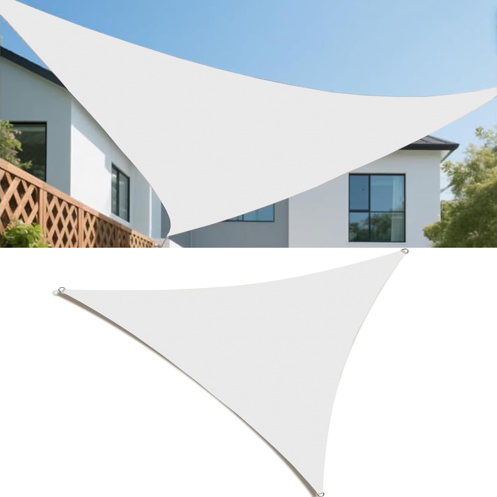 Sun Shade Sail Waterproof 3x3x4.3M Triangle Shade Cloth Waterproof Outdoor Garden Patio Party Sunscreen Awning Canopy 95% UV Block with Rope for Outdoors Garden Patio Yard Party White — image 1