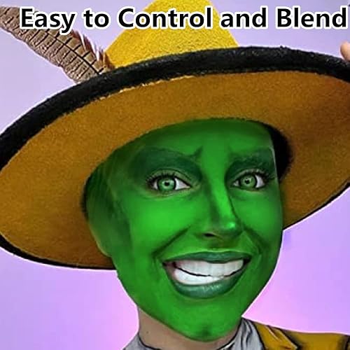 Miniatura 4 de Go Ho Pintura facial y corporal verde líquida (2.1 onzas), maquillaje verde a base de agua y pintura corporal para aerógrafo maquillaje especial FX,