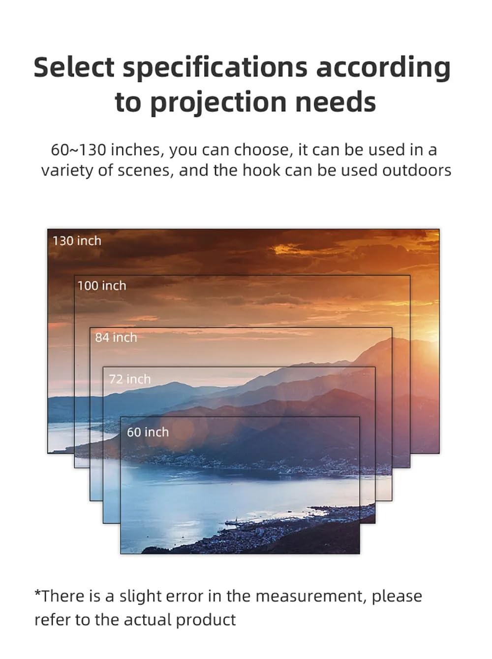 Telo Proiettore, Schermo for proiettore Griglia bianca Anti-luce Angolo di visione 160° Bordo nero Gancio in metallo(84 inch)