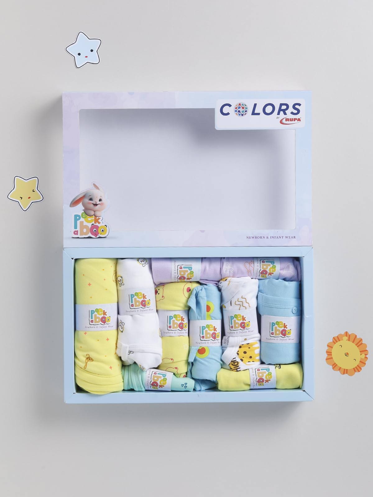 Peek A Boo by Rupa - Juego de regalo para bebé, perfecto para baby shower, 100% algodón, ultra suave, transpirable