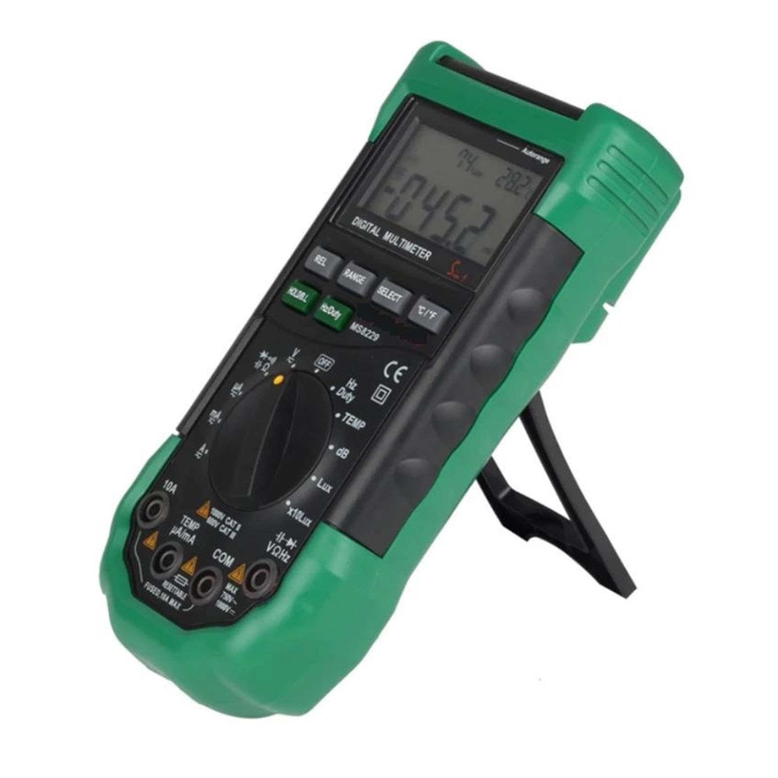 Multímetro Digital MS8229 5 en 1, probador de temperatura y humedad con iluminación de ruido, herramienta de diagnóstico, retroiluminación LCD de rango automático Para bricolaje