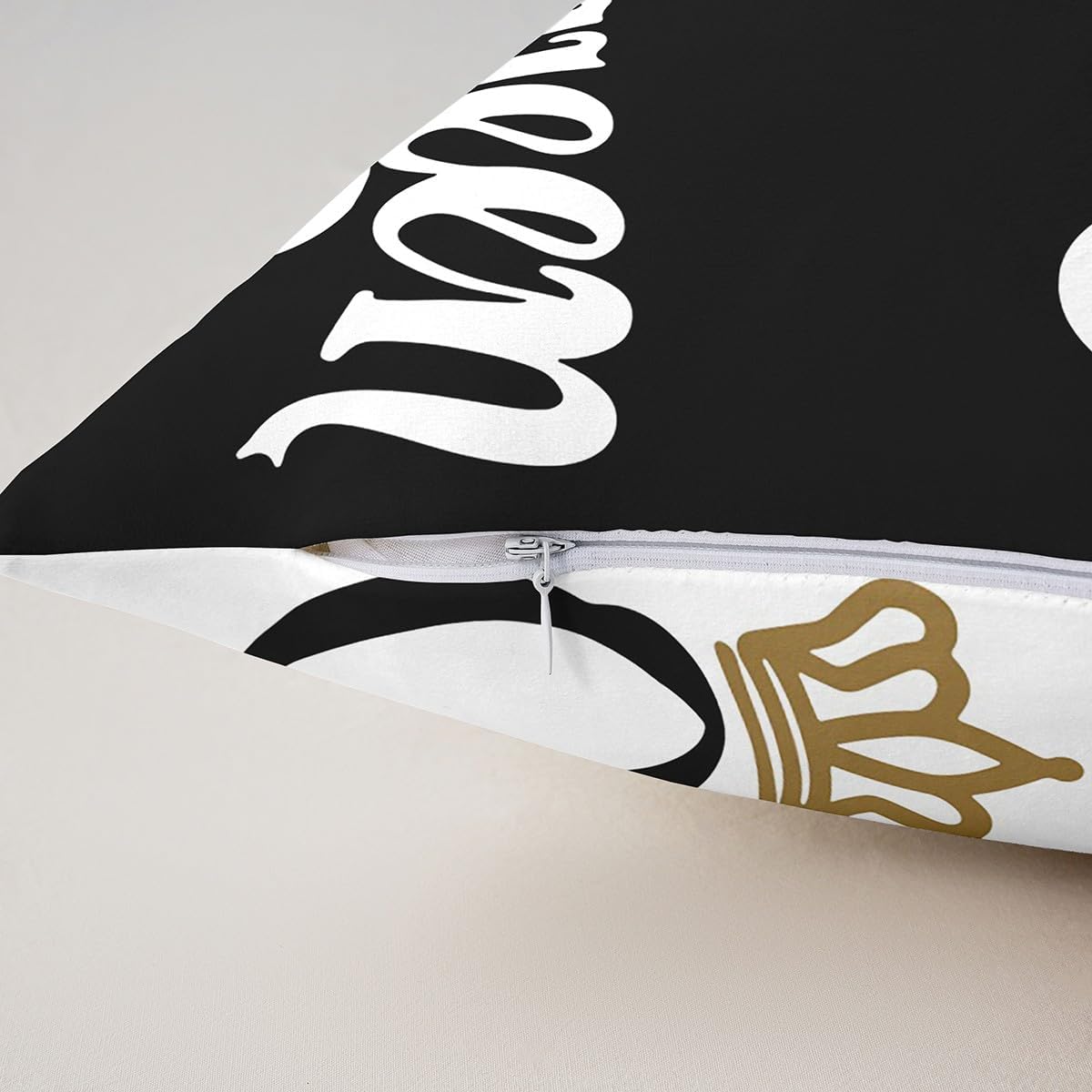 Crown Queen and King Pillow Cases Cushion Covers His and Hers Matching Couple Throw Pillow Covers 18"x18" Set of 4 Valentine's Day Presents Decorative Throw Pillowcases Black White Cushion Cases