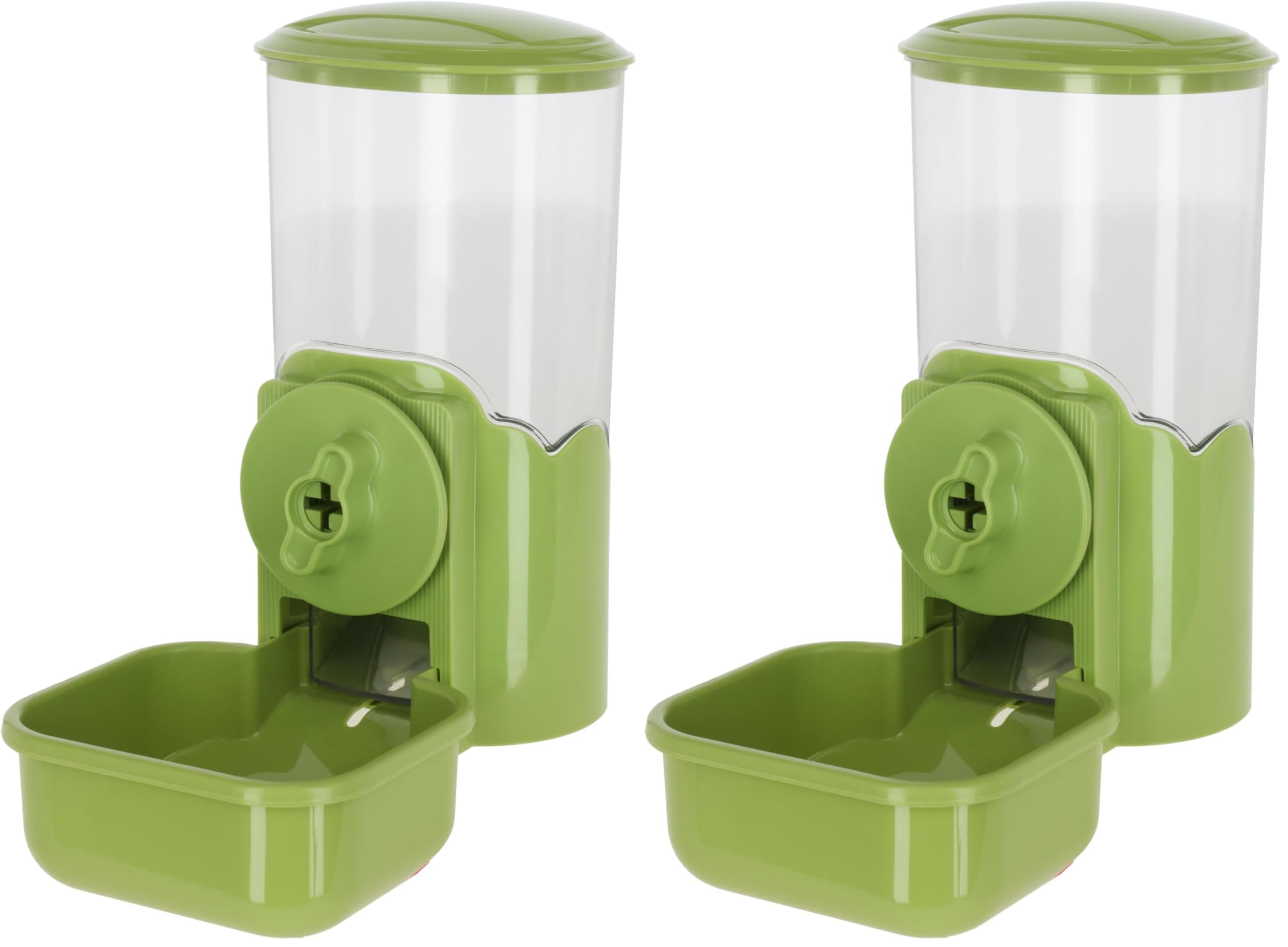 KERBL Futterspender 1000 ml – transparent Grün (Maße 11 x 20 x 20 cm, aus langlebigem Kunststoff, für Kaninchen und Kleintiere) 81846 (Packung mit 2)