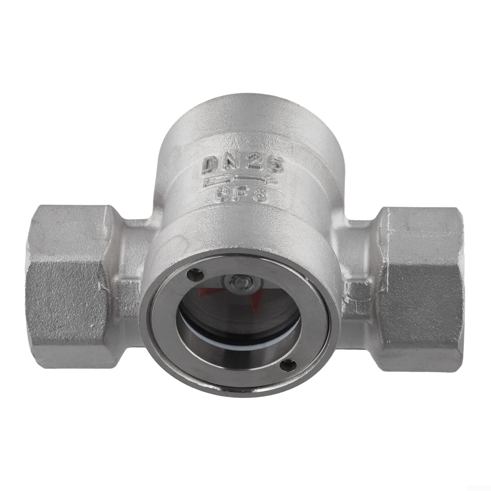 Indicateur de débit d'eau en acier inoxydable 304, verre de visée de tuyau fileté, visualiseur de débit à turbine, jauge de débit DN10 DN50, débitmètre alcalin acide (DN25)