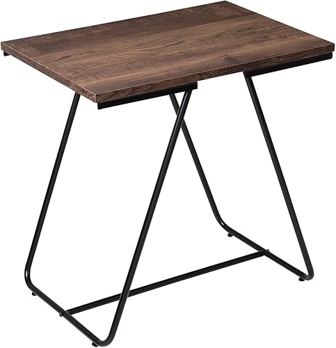 Honey-Can-Do Mesa auxiliar, mesa auxiliar pequeña, mesita de noche alta para sala de estar, dormitorio, oficina, baño, marrón rústico y negro clásico