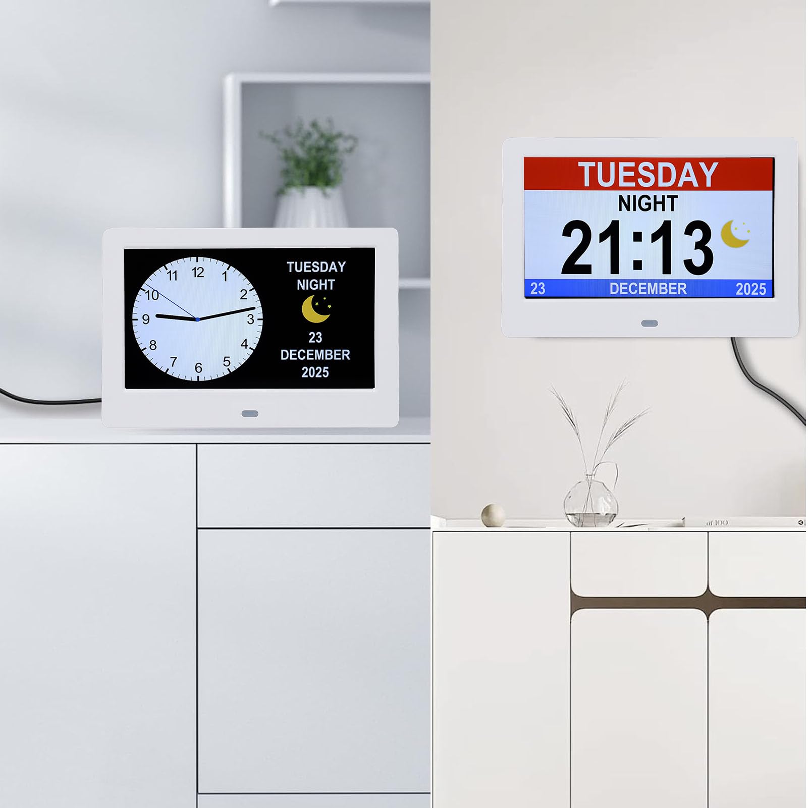 Fockety Calendario Digitale, Orologio Digitale con Ampio Display da 7 Pollici con Giorno e Data per Anziani, Oscuramento Automatico e Promemoria, Sveglia per Demenza per Anziani