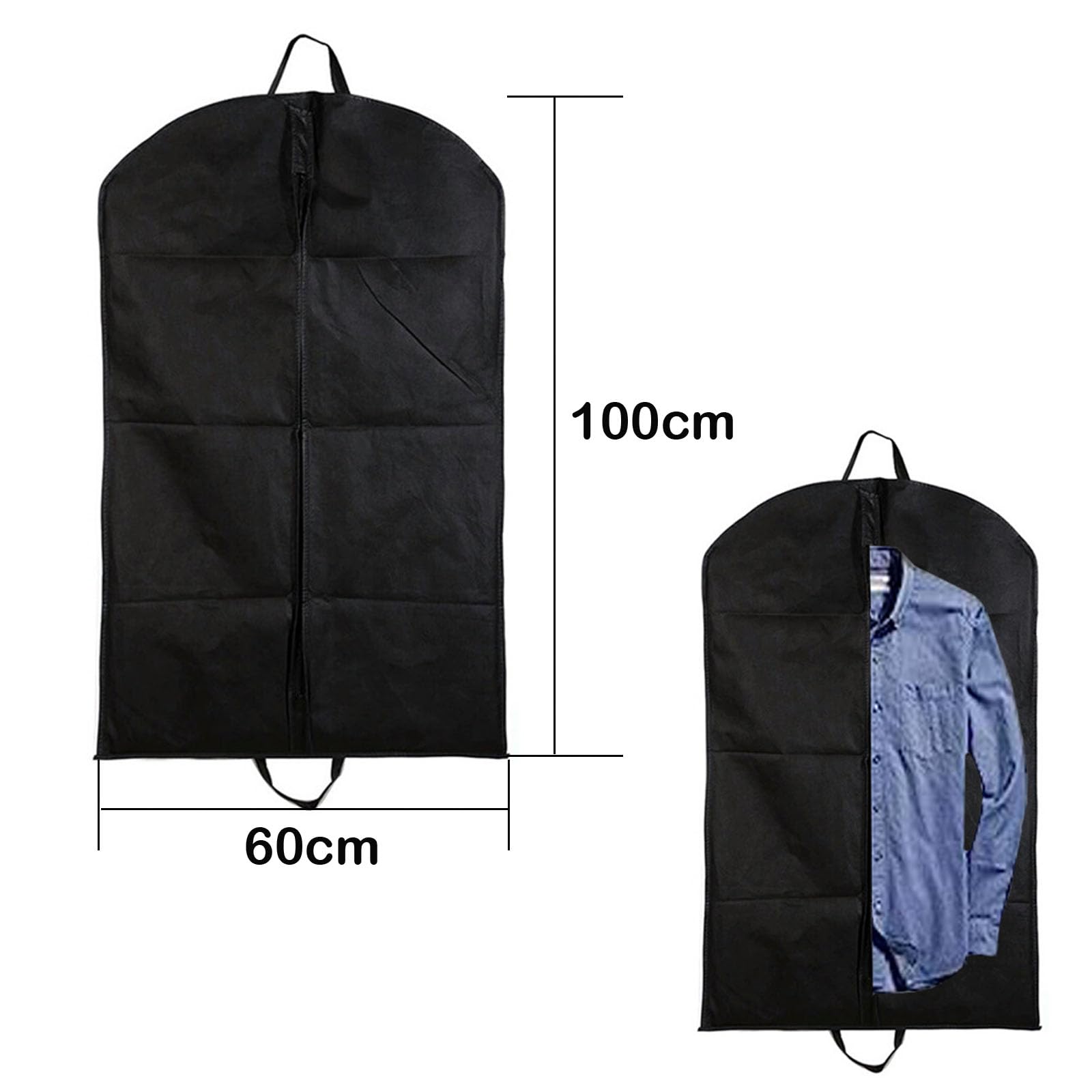 2Pcs Suit Bag,Black Suit Carriers for Men for Travel,Which Dust Cover and Reusable for Suits and Coats,Zipper Garment Bag,Breathable Suit Bag Perfect for Travel or Home - Image 2