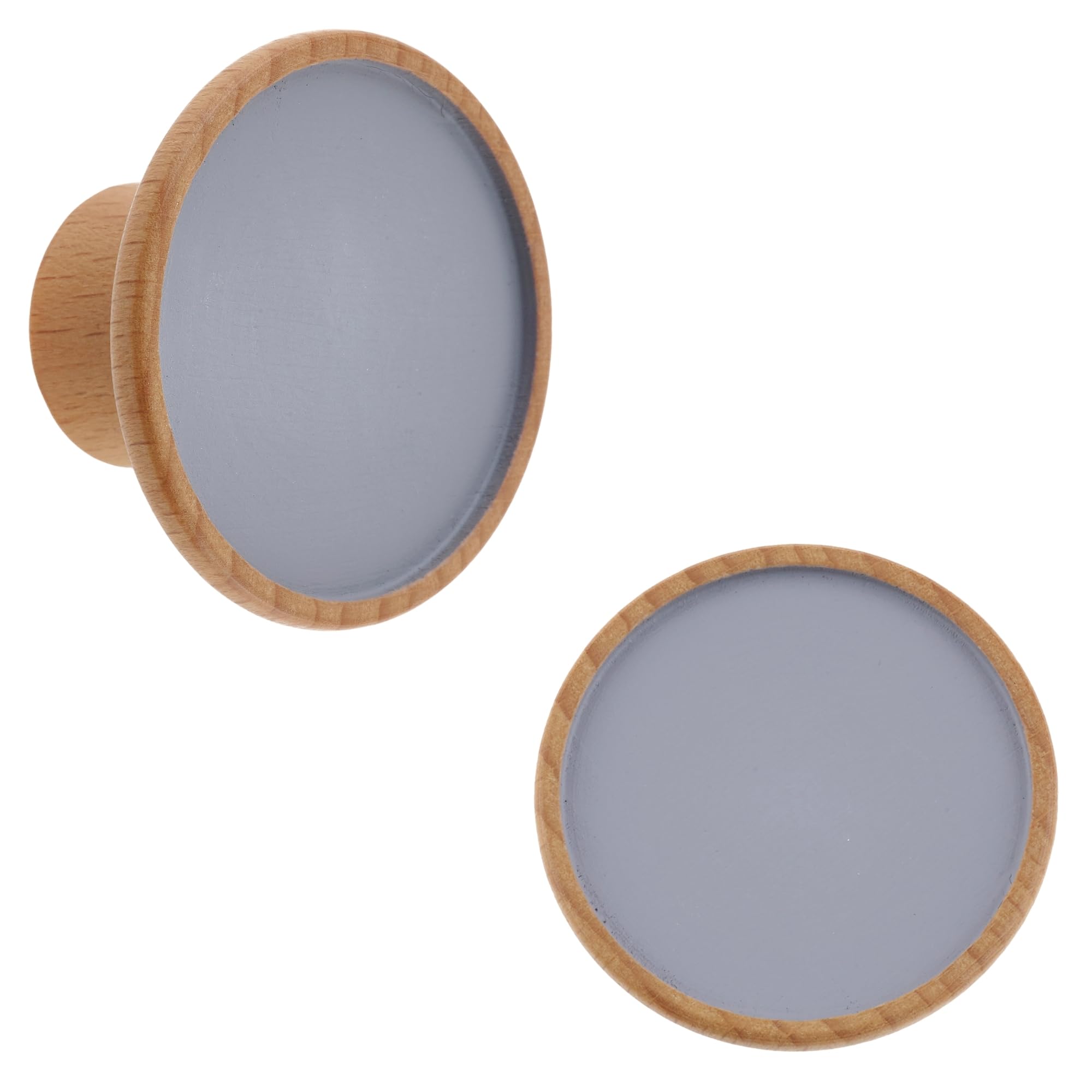 Keypak Grey 10 Pack Painted Centre Pine Knobs 45Mm – Beech Wood Cabinet & Drawer Knob Handles For Kitchen, Wardrobes, Furniture & Diy Renovations (Grey)