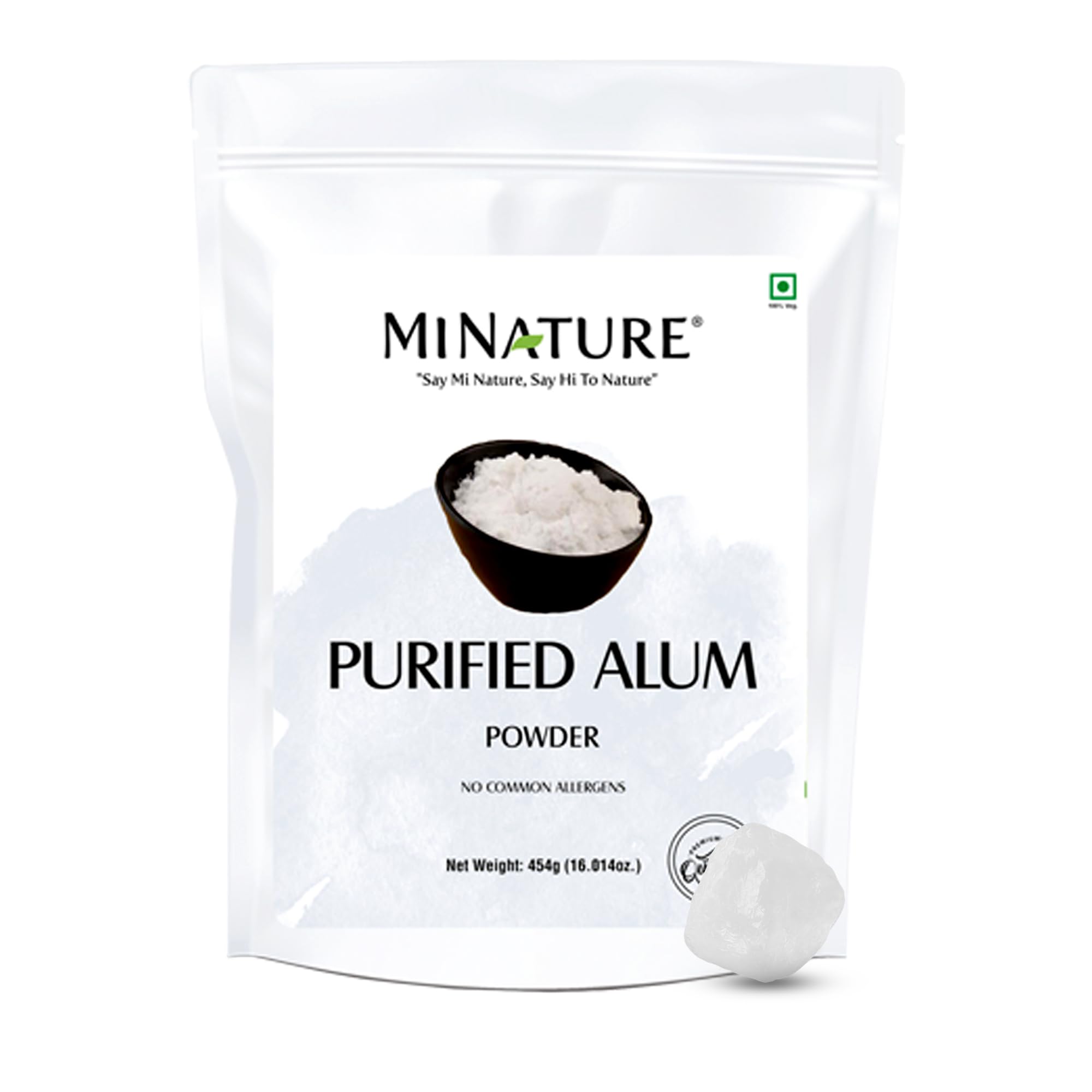 Mi Nature Alum Powder Potassium (Fitkari/Phitkari) -100% Natural Skincare for Acne, Odor Control &amp; Water Purification Face Mask for |Pore Refining 454g (16oz) |Face Pack Powder |Cruelty-Free