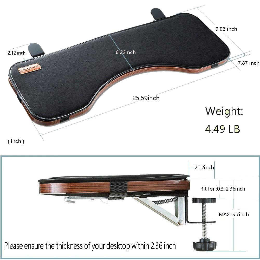 FUZADEL Ergonomics Desk Extension Shelf Foldable Desk Arm Rest Clamp On