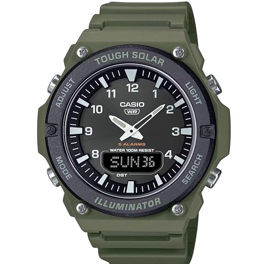 Casio AQ-S820W Series | Black/Green | Tough Solar | World Time | LED Illuminator | Ana-Digital Watch