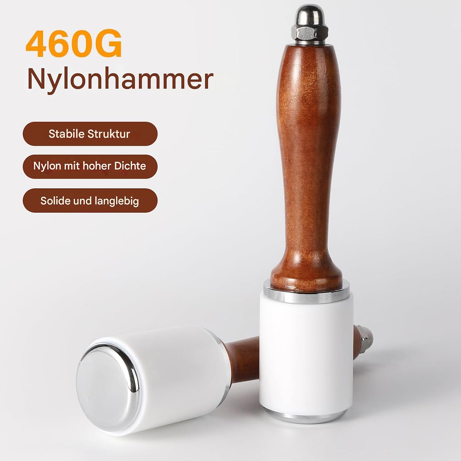 WUTA Lederhammer mit Holzgriff – Nylonhammer & Gummihammer für Lederwaren, Lederschnitzerei, Punzarbeit, Handwerksstanze, DIY Lederhandwerk