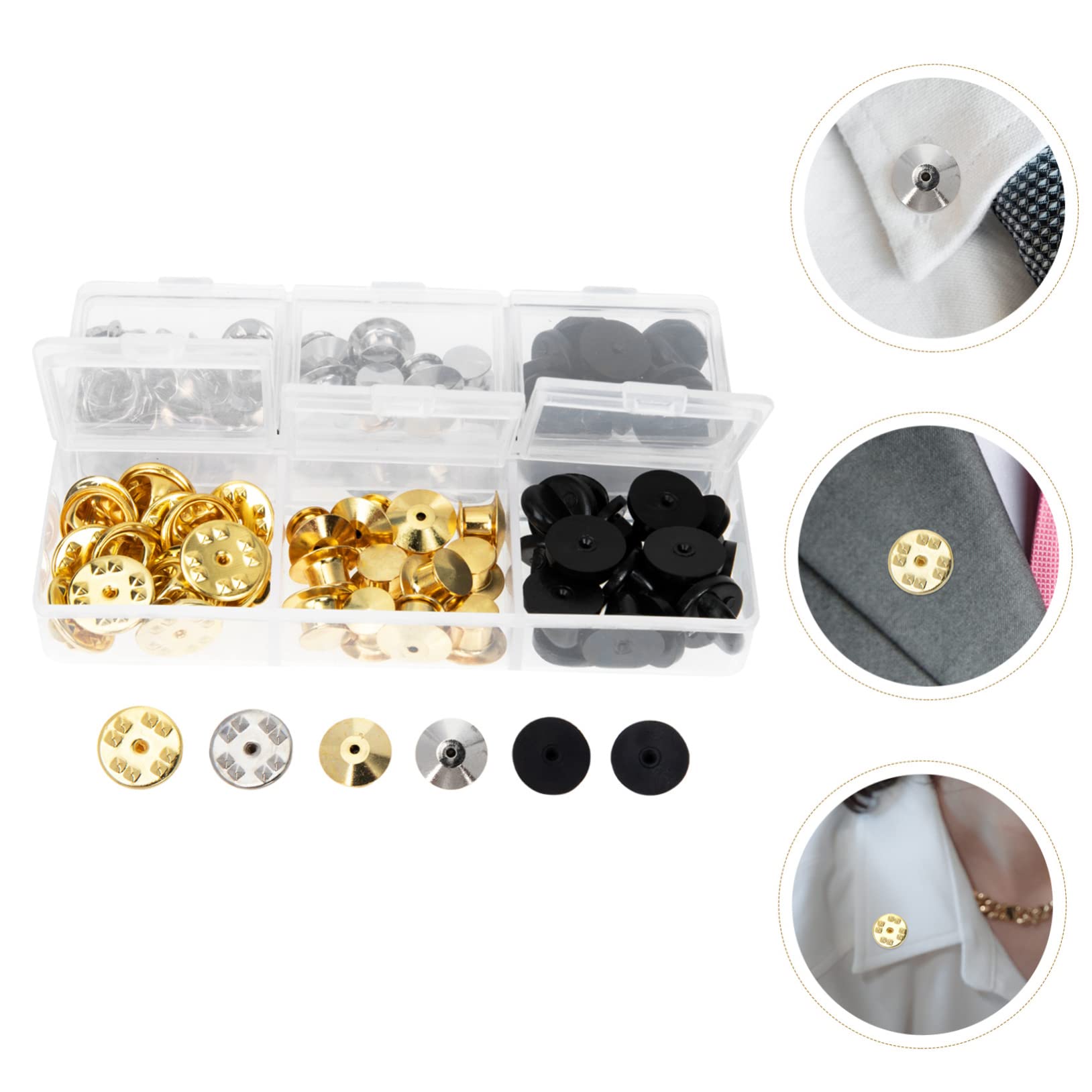 jojofuny 3 Sätze Teiliges Set Dekorative Pin Backs Metall Sichere Verschlüsse Für Anstecknadeln Kragen Pins Und Diy Projekte Langlebig Und Leicht Für Broschen Und Abzeichen 84 Stück * 3
