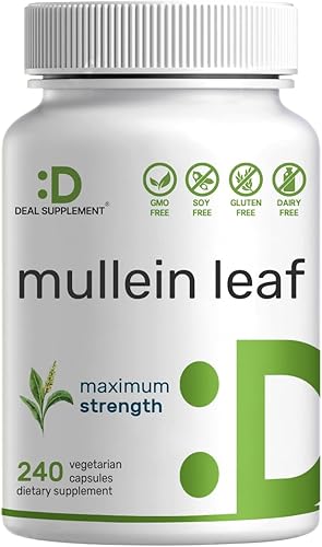 Extracto de hoja de gordolobo 20,000 mg, 240 cápsulas vegetarianas - Suministro para 4 meses - Sin OMG, vegano