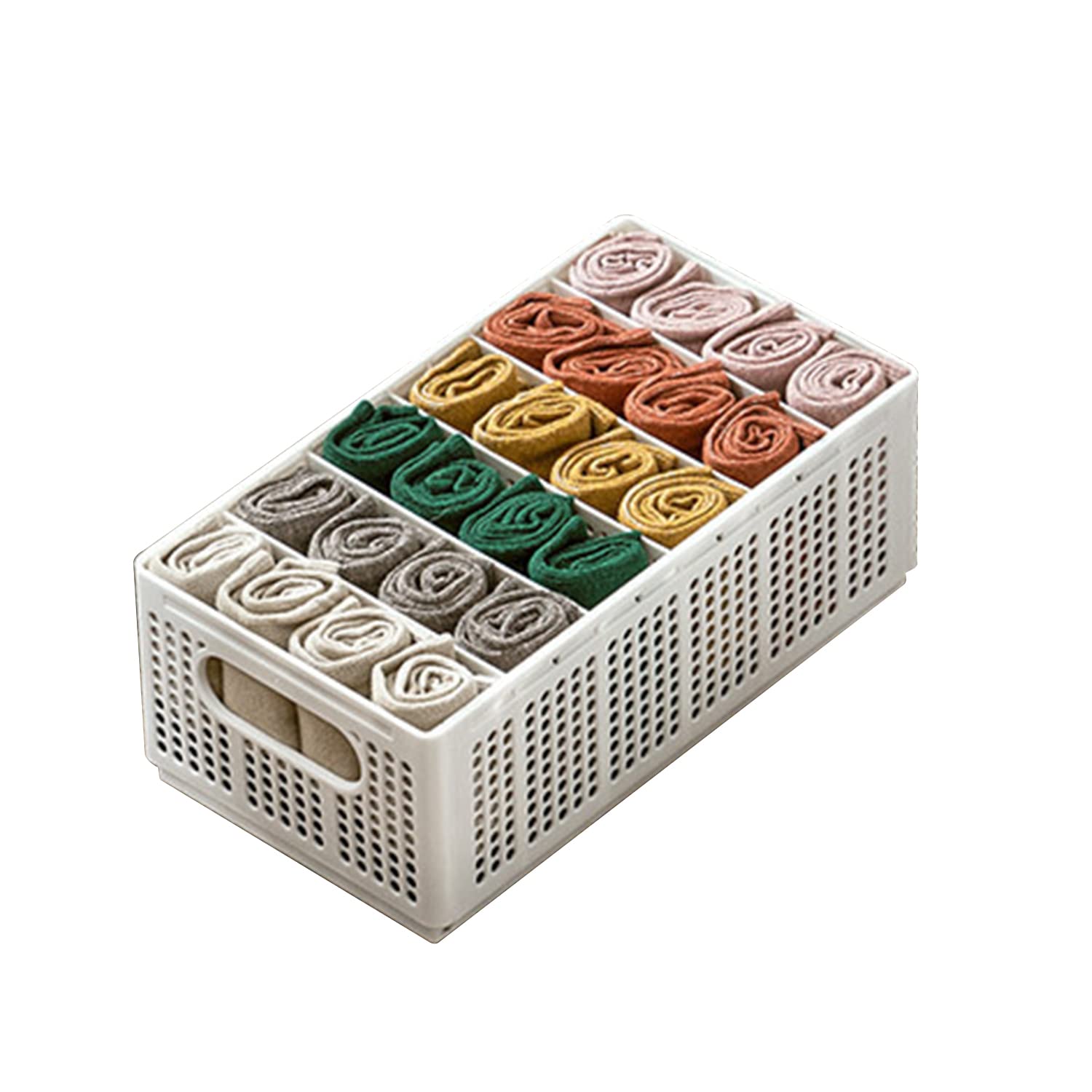 OMSORG Upgraded Clothes Organizer, Plastic Stackable Wardrobe Drawer Organizer with Detachable Dividers, Foldable Closet Organizer Storage Basket Box for Underwear, Dress, Jeans, Sweaters, t-Shirt