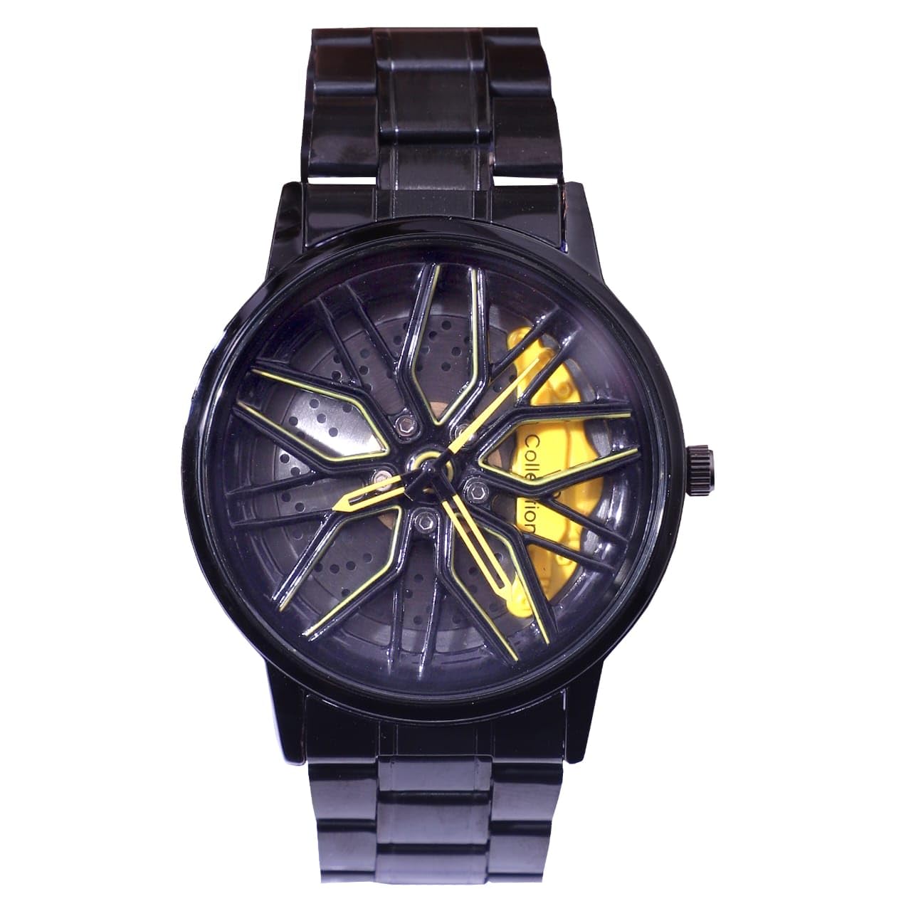 Gyro Car Spinning Rolling Wheel Analog Watch Dial with Black Coated Stainless Steel Chain & Butterfly Double Snap Lock for Men & Boys (B0DFMFVC6X) Amazon Price History, Amazon Price Tracker