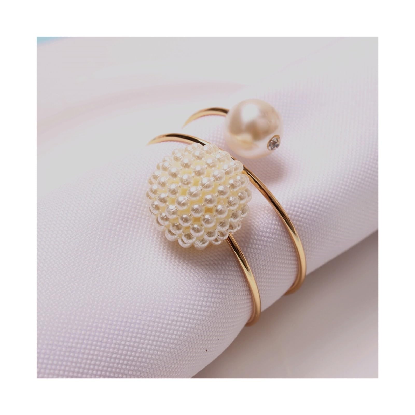 napkin rings 10pcs Wedding Party Metal Napkin Ring Creative Pearl Series Tissue Buckle For Dinner Event Decoration Home Dining(Color3)